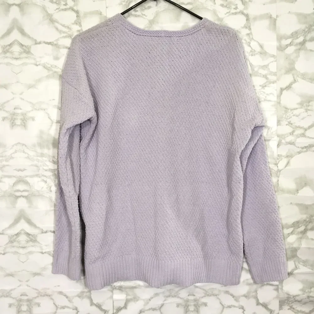 NWT CALVIN KLEIN JEANS MINIMALIST LAVENDER CHUNKY KNIT V NECK PULLOVER SWEATER L